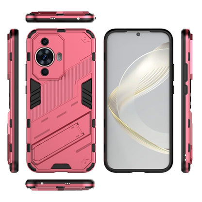 For Huawei nova 11 4G Punk Armor 2 in 1 PC + TPU Phone Case with Holder(Light Red) - Huawei Cases by buy2fix | Online Shopping UK | buy2fix