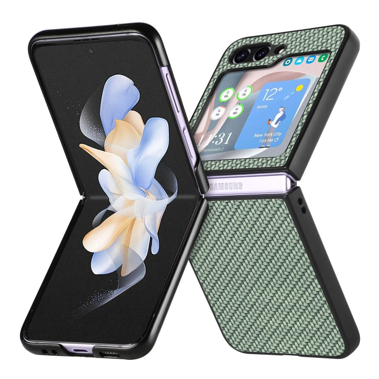 For Samsung Galaxy Z Flip5 Carbon Fiber Fold Back Phone Case(Green) - Galaxy Z Flip5 Cases by buy2fix | Online Shopping UK | buy2fix