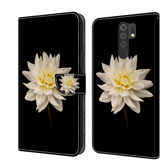 For Xiaomi Redmi 9 Crystal 3D Shockproof Protective Leather Phone Case(White Flower) - Xiaomi Cases by buy2fix | Online Shopping UK | buy2fix