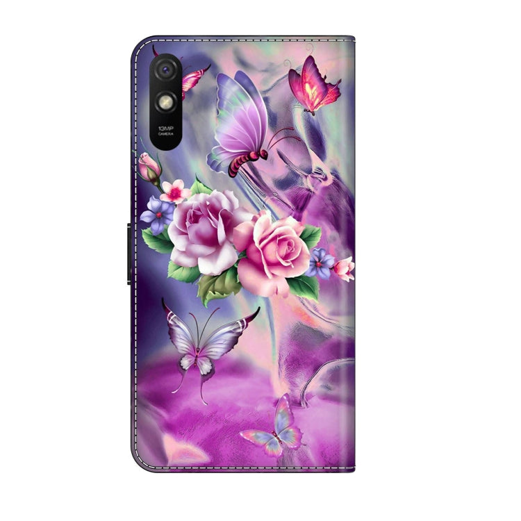 For Xiaomi Redmi 9A Crystal 3D Shockproof Protective Leather Phone Case(Butterfly) - Xiaomi Cases by buy2fix | Online Shopping UK | buy2fix