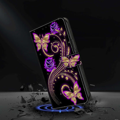 For Xiaomi Redmi 9C Crystal 3D Shockproof Protective Leather Phone Case(Purple Flower Butterfly) - Xiaomi Cases by buy2fix | Online Shopping UK | buy2fix