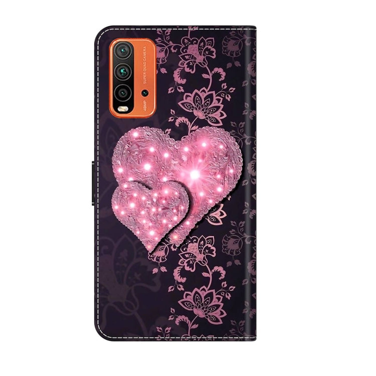 For Xiaomi Redmi 9T Crystal 3D Shockproof Protective Leather Phone Case(Lace Love) - Xiaomi Cases by buy2fix | Online Shopping UK | buy2fix