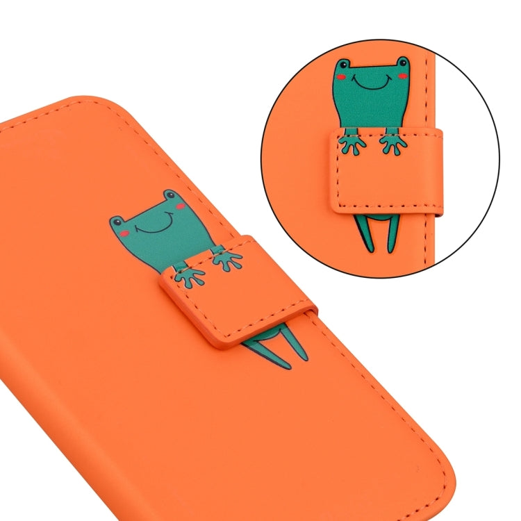 For iPhone 15 Pro Max Cartoon Buckle Horizontal Flip Leather Phone Case(Orange) - iPhone 15 Pro Max Cases by buy2fix | Online Shopping UK | buy2fix