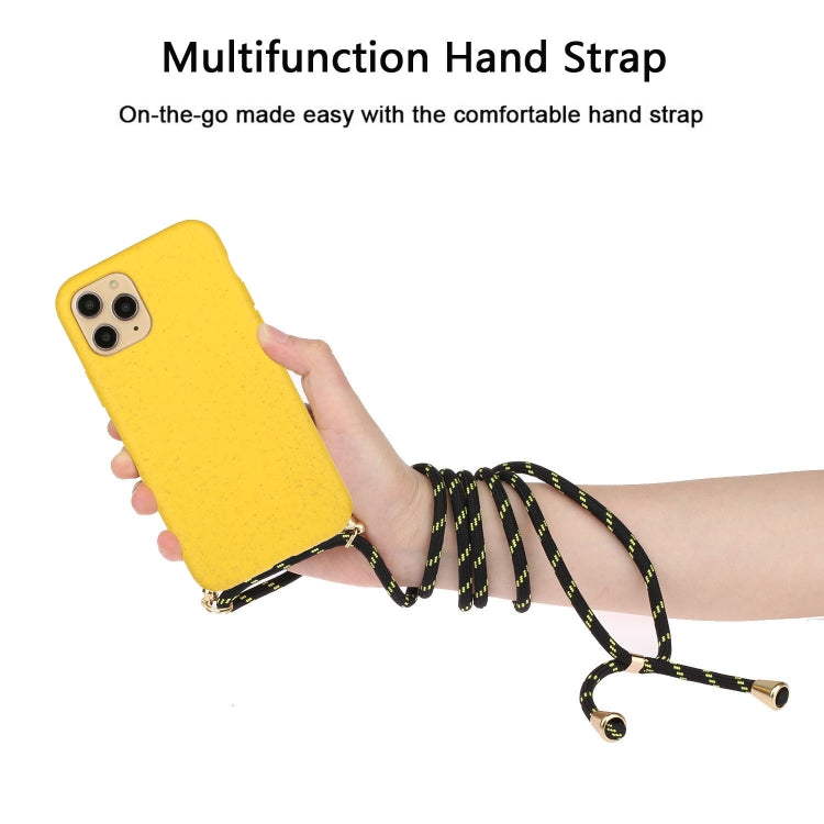 For iPhone 15 Pro Wheat Straw Material + TPU Phone Case with Lanyard(Yellow) - iPhone 15 Pro Cases by buy2fix | Online Shopping UK | buy2fix