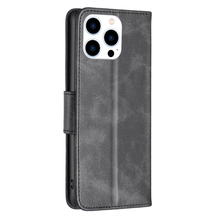 For iPhone 15 Pro Lambskin Texture Pure Color Flip Leather Phone Case(Black) - iPhone 15 Pro Cases by buy2fix | Online Shopping UK | buy2fix
