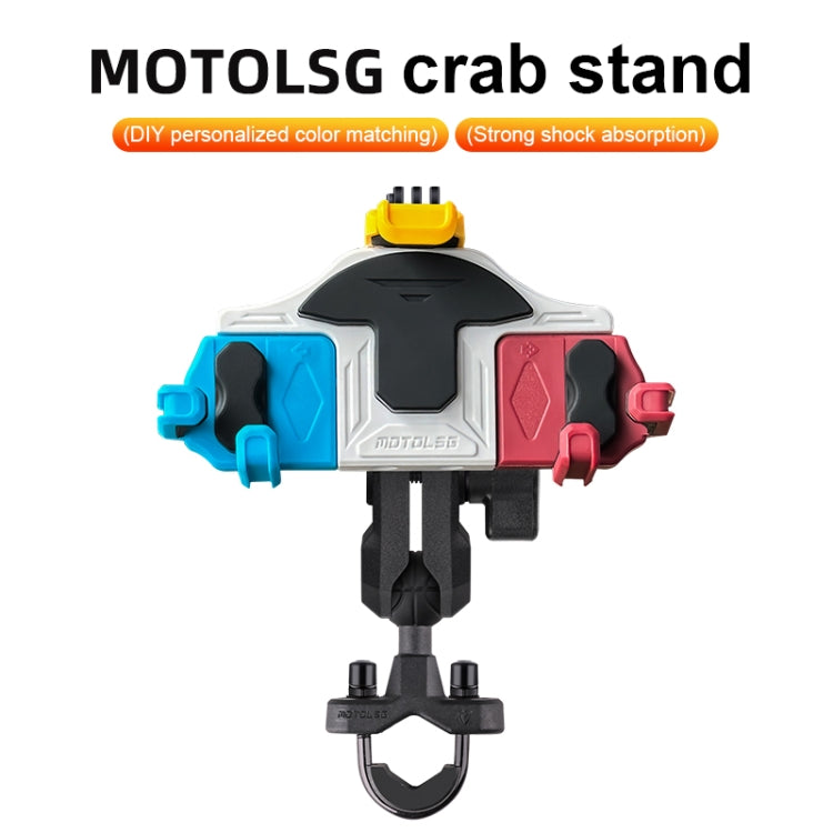 MOTOSLG Crab Motorcycle Phone Clamp Bracket M10 Ballhead Mount(Yellow Blue White) - Holder by MOTOLSG | Online Shopping UK | buy2fix