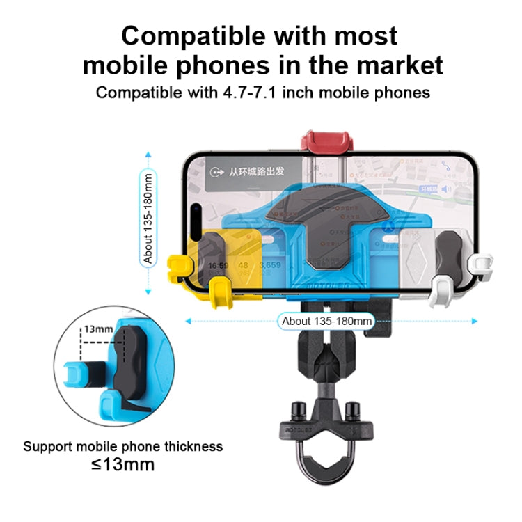 MOTOSLG Crab Motorcycle Phone Clamp Bracket O-Type Rear Mirror Mount(Black) - Holder by MOTOLSG | Online Shopping UK | buy2fix