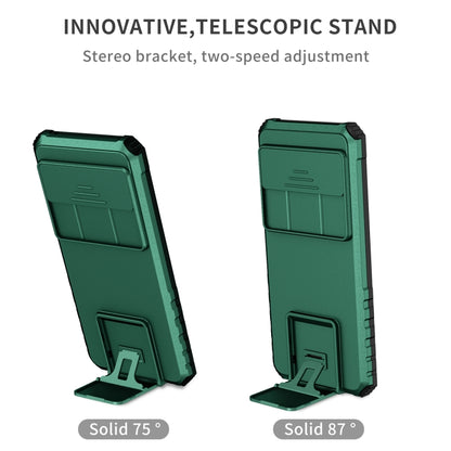 For Google Pixel 8 Pro Stereoscopic Holder Sliding Camshield Phone Case(Green) - Google Cases by buy2fix | Online Shopping UK | buy2fix