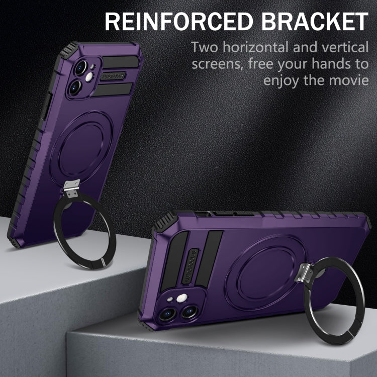 For iPhone 11 MagSafe Magnetic Holder Phone Case(Purple) - iPhone 11 Cases by buy2fix | Online Shopping UK | buy2fix