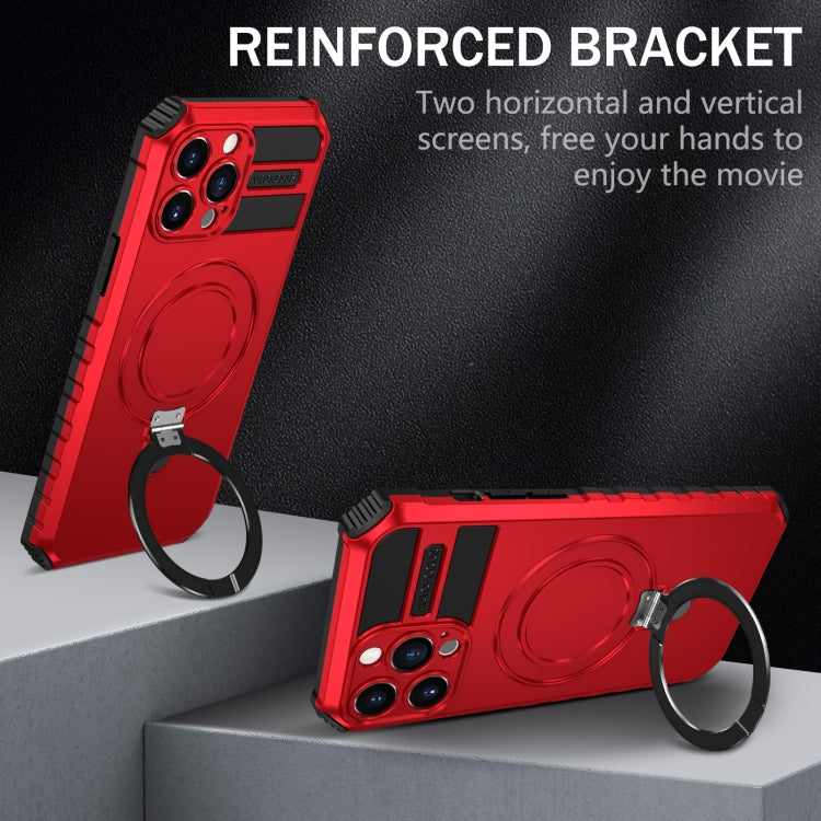 For iPhone 13 Pro MagSafe Magnetic Holder Phone Case(Red) - iPhone 13 Pro Cases by buy2fix | Online Shopping UK | buy2fix