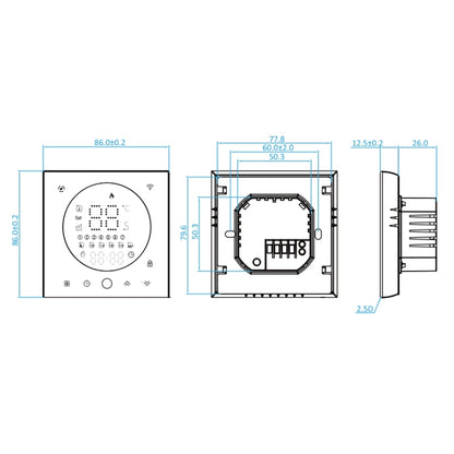 BHT-008GCL 95-240V AC 5A Smart Home Boiler Heating LED Thermostat Without WiFi(White) - Thermostat & Thermometer by buy2fix | Online Shopping UK | buy2fix