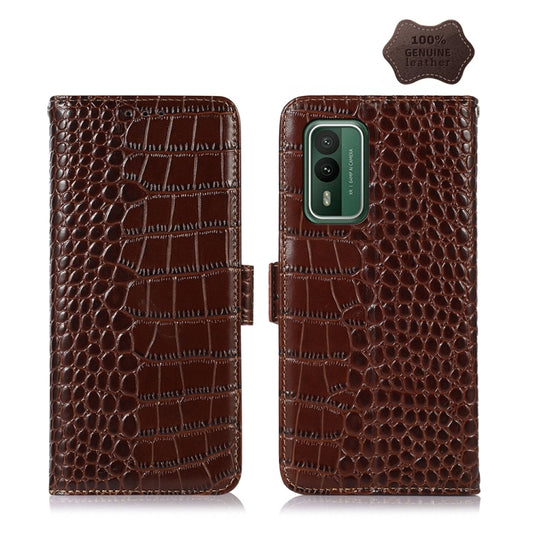 For Nokia XR21 Crocodile Top Layer Cowhide Leather Phone Case(Brown) - Nokia Cases by buy2fix | Online Shopping UK | buy2fix