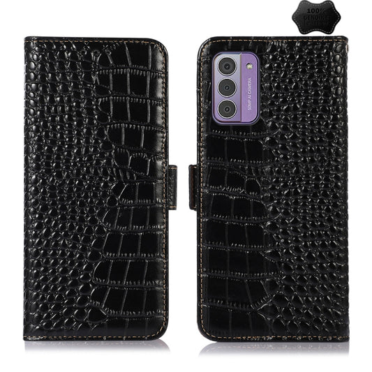 For Nokia G42 5G Crocodile Top Layer Cowhide Leather Phone Case(Black) - Nokia Cases by buy2fix | Online Shopping UK | buy2fix