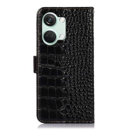 For OnePlus Nord 3 / Ace 2V Crocodile Top Layer Cowhide Leather Phone Case(Black) - OnePlus Cases by buy2fix | Online Shopping UK | buy2fix