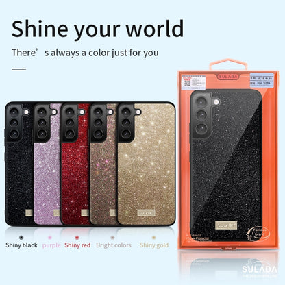 For Samsung Galaxy S23 5G SULADA Glittery TPU + Handmade Leather Phone Case(Red) - Galaxy S23 5G Cases by SULADA | Online Shopping UK | buy2fix