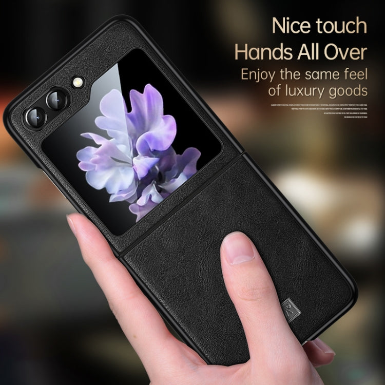 For Samsung Galaxy Z Flip5 SULADA Shockproof TPU + Handmade Leather Phone Case(Orange) - Galaxy Z Flip5 Cases by SULADA | Online Shopping UK | buy2fix