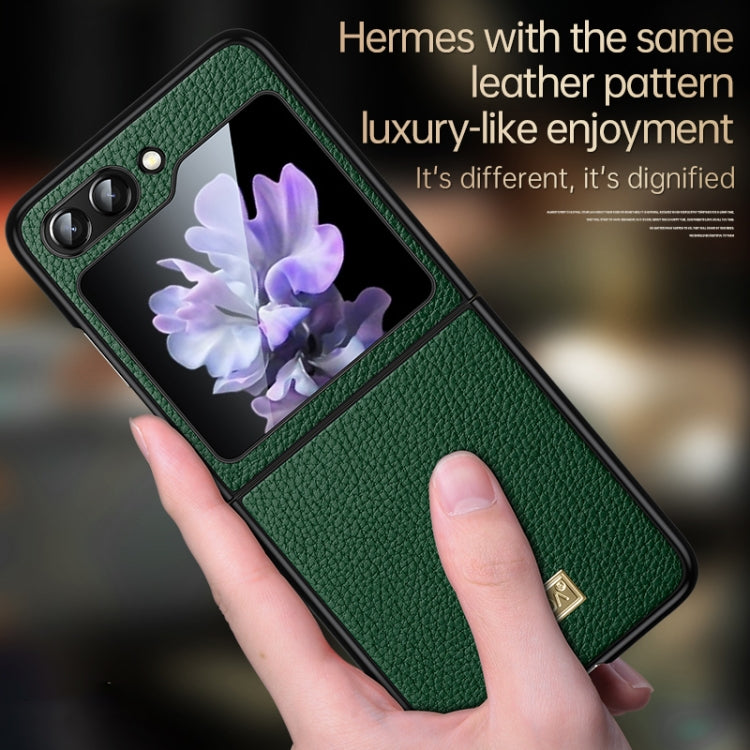 For Samsung Galaxy Z Flip5 SULADA Shockproof TPU + Litchi Texture Leather Phone Case(Green) - Galaxy Z Flip5 Cases by SULADA | Online Shopping UK | buy2fix