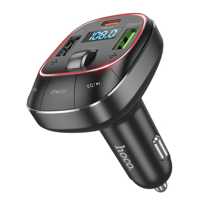 hoco E76 Pole PD30W + QC3.0 Car Bluetooth FM Transmitter(Black) - Bluetooth Car Kits by hoco | Online Shopping UK | buy2fix