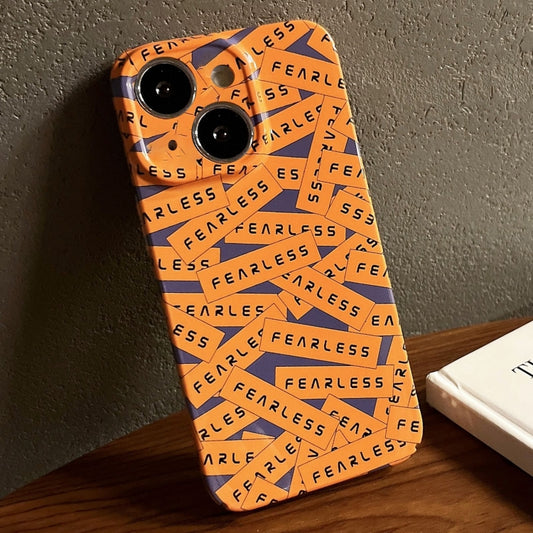 For iPhone 14 Plus Painted Pattern Precise Hole PC Phone Case(Orange Label) - iPhone 14 Plus Cases by buy2fix | Online Shopping UK | buy2fix