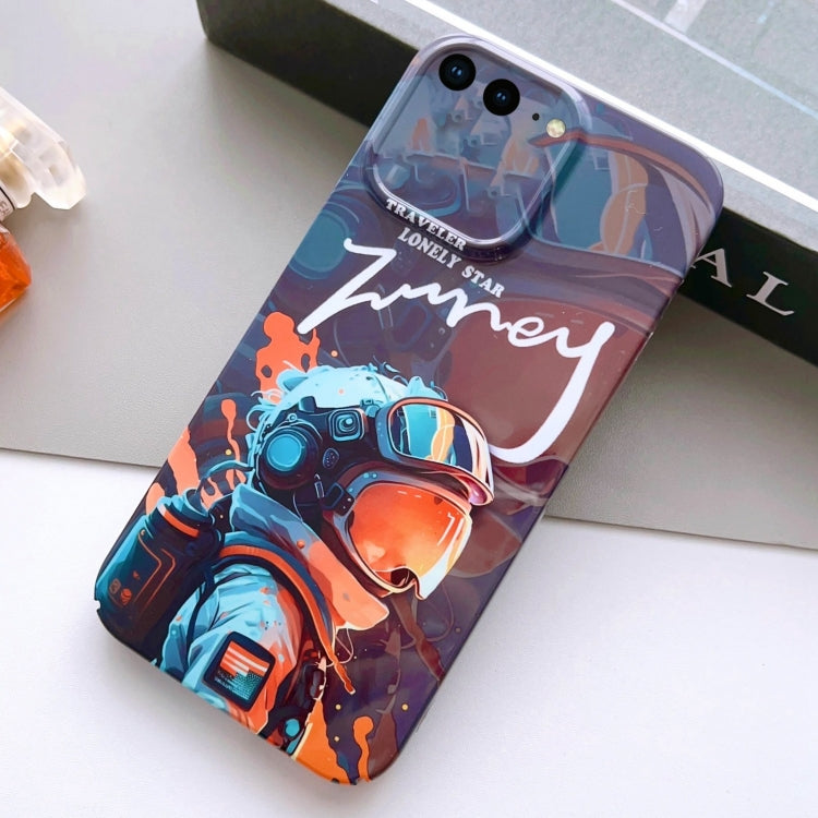 For iPhone 8 Plus / 7 Plus Painted Pattern Precise Hole PC Phone Case(Orange Paint Astronaut) - More iPhone Cases by buy2fix | Online Shopping UK | buy2fix