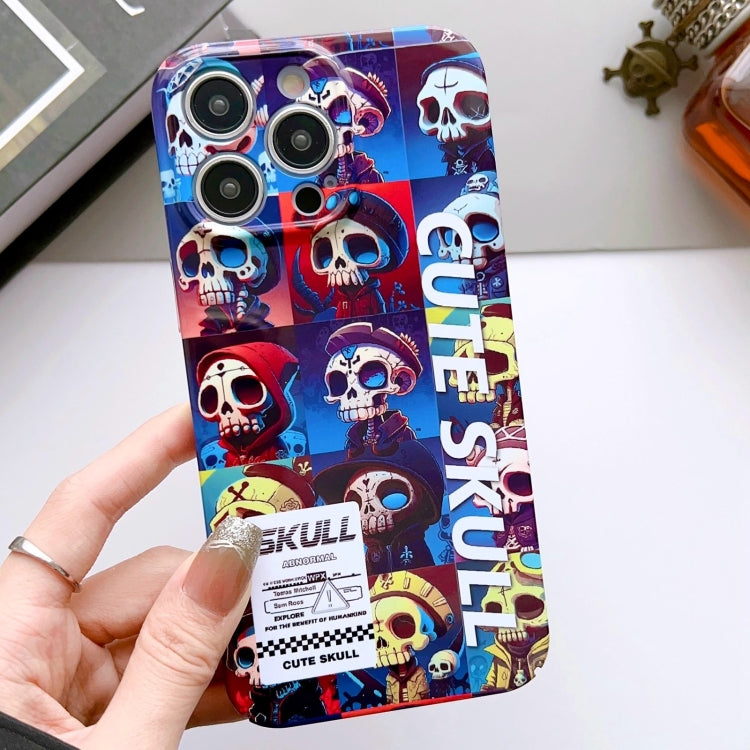 For iPhone 15 Pro Max Painted Pattern Precise Hole PC Phone Case(Cute Skull) - iPhone 15 Pro Max Cases by buy2fix | Online Shopping UK | buy2fix