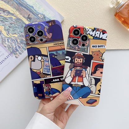 For iPhone 14 Pro Painted Pattern Precise Hole PC Phone Case(Golden Robot) - iPhone 14 Pro Cases by buy2fix | Online Shopping UK | buy2fix