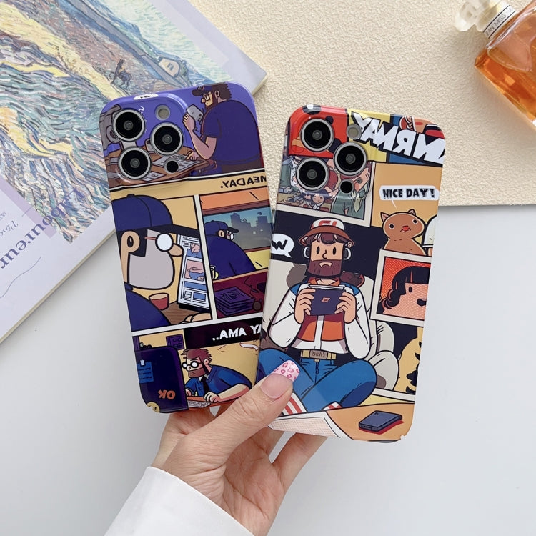 For iPhone SE 2022 / 2020 / 8 / 7 Painted Pattern Precise Hole PC Phone Case(Purple Comics) - iPhone SE 2022 / 2020 / 8 / 7 Cases by buy2fix | Online Shopping UK | buy2fix
