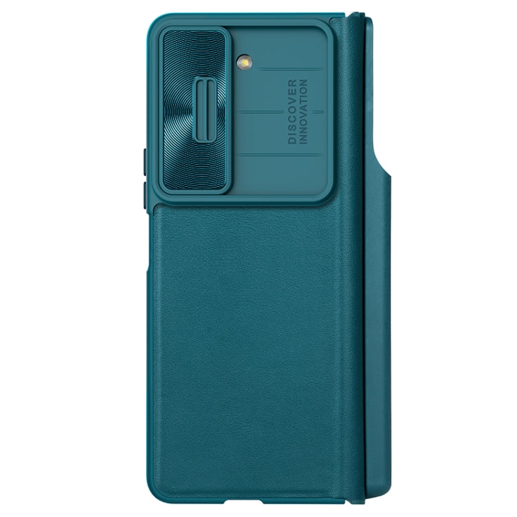 For Samsung Galaxy Z Fold5 NILLKIN QIN Series Pro Sliding Camera Cover Design Leather Phone Case(Cyan) - Galaxy Z Fold5 Cases by NILLKIN | Online Shopping UK | buy2fix