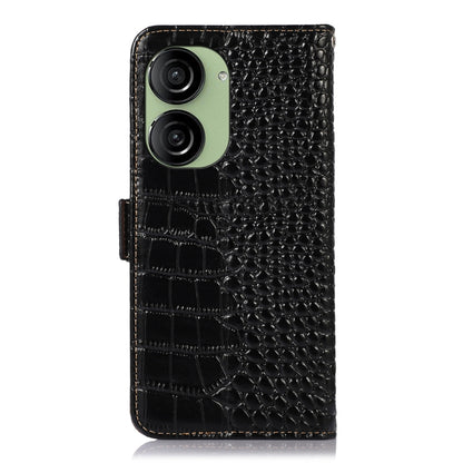 For Asus ZenFone 10 / ZenFone 9  Crocodile Top Layer Cowhide Leather Phone Case(Black) - ASUS Cases by buy2fix | Online Shopping UK | buy2fix