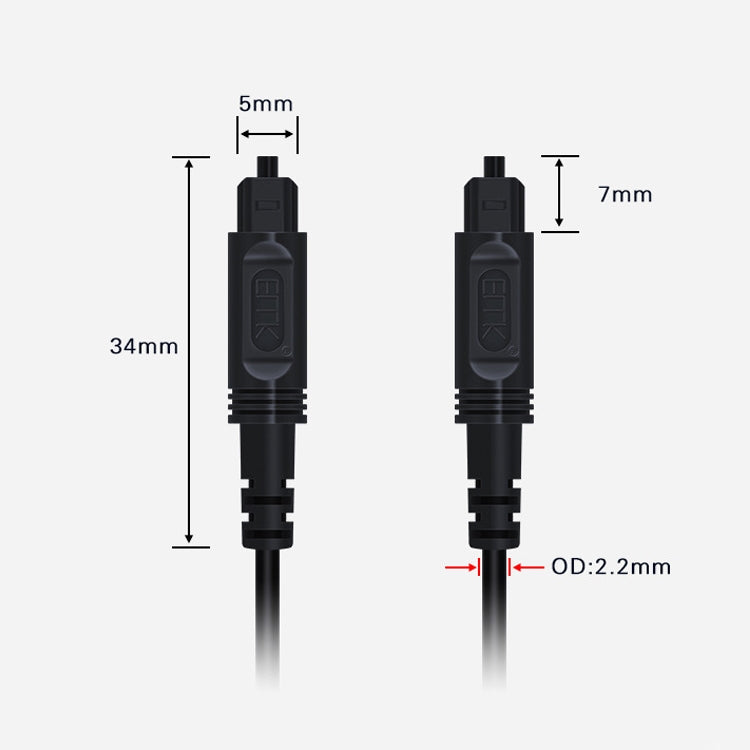 1.5m EMK OD2.2mm Digital Audio Optical Fiber Cable Plastic Speaker Balance Cable(Black) -  by EMK | Online Shopping UK | buy2fix