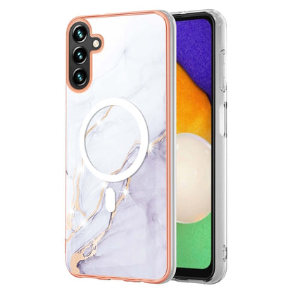 For Samsung Galaxy A34 5G Marble Pattern Dual-side IMD Magsafe TPU Phone Case(White 006) - Galaxy Phone Cases by buy2fix | Online Shopping UK | buy2fix