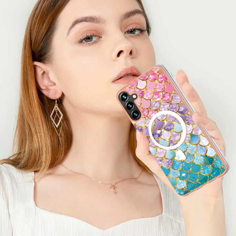 For Samsung Galaxy A34 5G Marble Pattern Dual-side IMD Magsafe TPU Phone Case(Colorful Scales) - Galaxy Phone Cases by buy2fix | Online Shopping UK | buy2fix