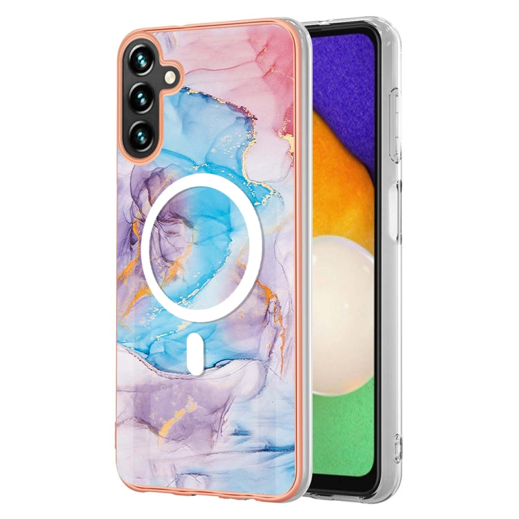 For Samsung Galaxy A54 5G Marble Pattern Dual-side IMD Magsafe TPU Phone Case(Blue Marble) - Galaxy Phone Cases by buy2fix | Online Shopping UK | buy2fix