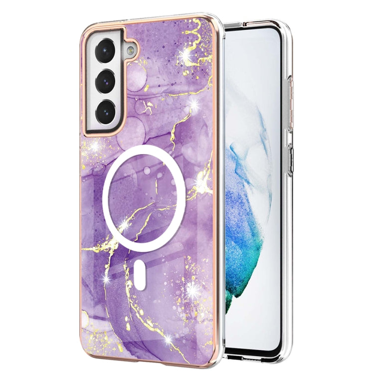 For Samsung Galaxy S21 FE 5G Marble Pattern Dual-side IMD Magsafe TPU Phone Case(Purple 002) - Galaxy Phone Cases by buy2fix | Online Shopping UK | buy2fix