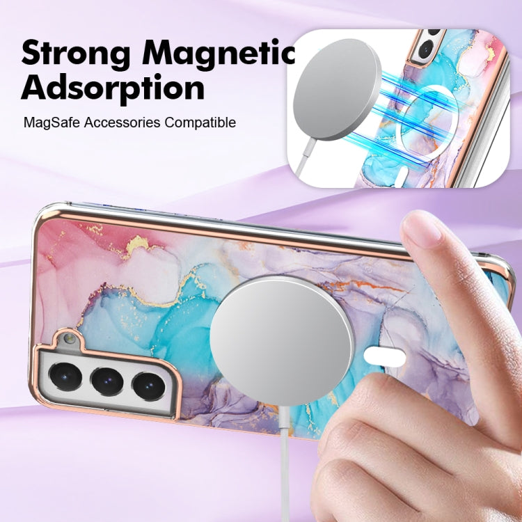 For Samsung Galaxy S21 FE 5G Marble Pattern Dual-side IMD Magsafe TPU Phone Case(Blue Marble) - Galaxy Phone Cases by buy2fix | Online Shopping UK | buy2fix