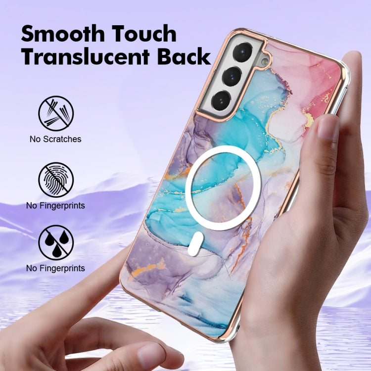 For Samsung Galaxy S21 FE 5G Marble Pattern Dual-side IMD Magsafe TPU Phone Case(Blue Marble) - Galaxy Phone Cases by buy2fix | Online Shopping UK | buy2fix