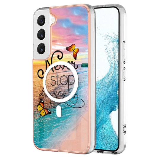 For Samsung Galaxy S22 5G Marble Pattern Dual-side IMD Magsafe TPU Phone Case(Dream Butterfly) - Galaxy S22 5G Cases by buy2fix | Online Shopping UK | buy2fix