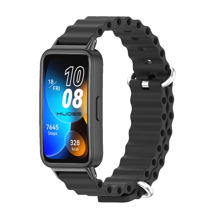 For Huawei Band 8 / 9 Mijobs Marine Silicone Breathable Watch Band(Black) - Watch Bands by MIJOBS | Online Shopping UK | buy2fix