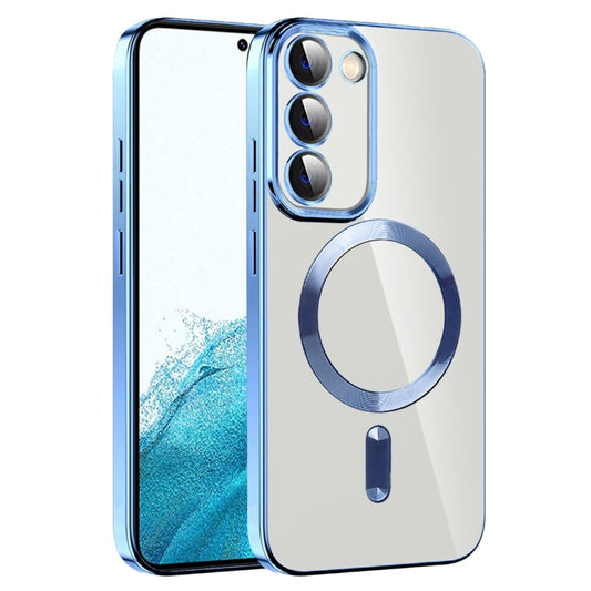 For Samsung Galaxy S22 5G CD Texture Plating TPU MagSafe Phone Case with Lens Film(Sierra Blue) - Galaxy S22 5G Cases by buy2fix | Online Shopping UK | buy2fix