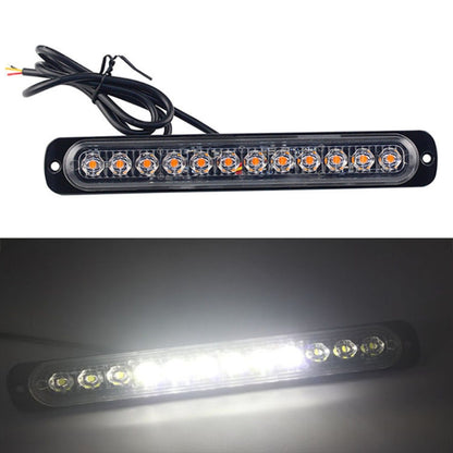 DC12V-24V / 36W Car Truck Emergency Strobe Flash Warning Light 12LEDs Long Ultra-thin Side Lights(White) - In Car by buy2fix | Online Shopping UK | buy2fix