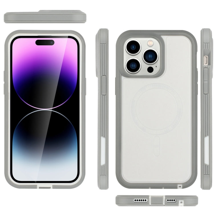 For iPhone 15 Pro Defender Series XT MagSafe Magnetic PC + TPU Shockproof Phone Case(White+Grey) - iPhone 15 Pro Cases by buy2fix | Online Shopping UK | buy2fix