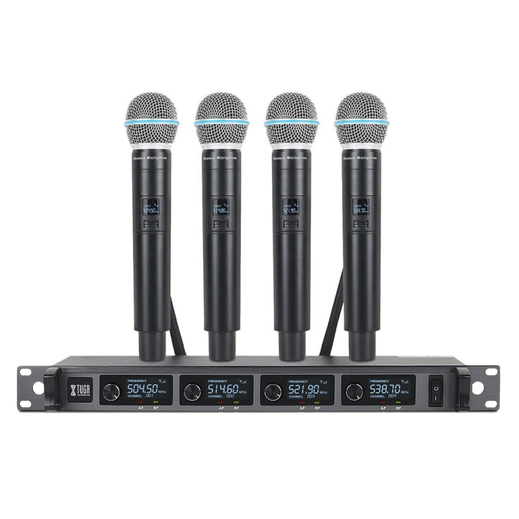 XTUGA A140-H Wireless Microphone System 4 Channel UHF Handheld Microphone(AU Plug) - Microphone by XTUGA | Online Shopping UK | buy2fix