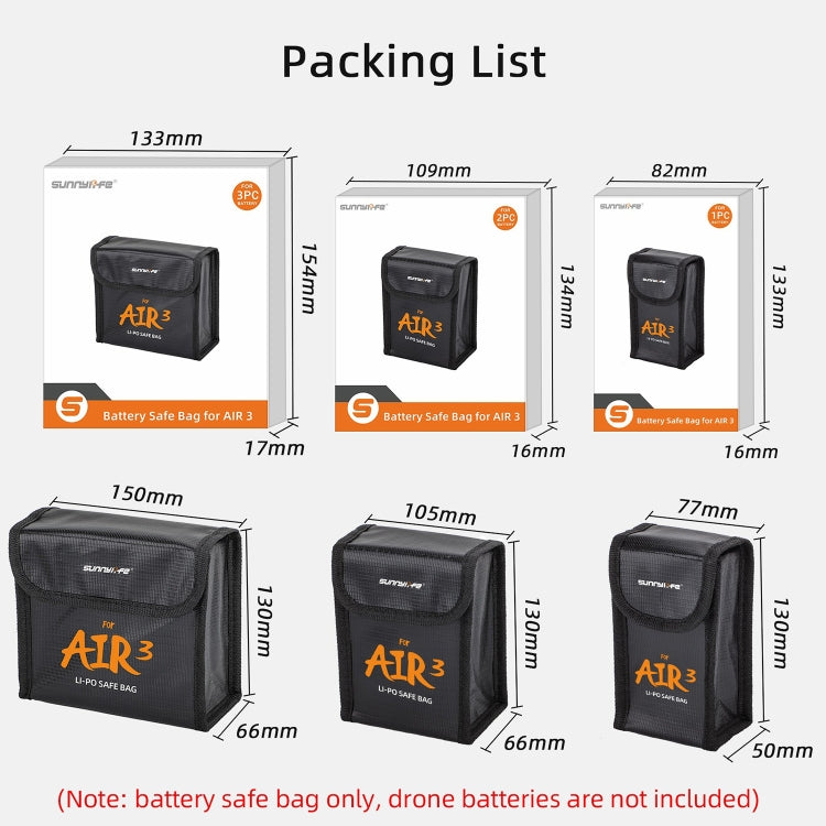 For DJI Air 3 Sunnylife Battery Explosion-proof Safe Bag Protective Li-Po Safe Bag For 3pcs Batteries - Backpacks & Bags by Sunnylife | Online Shopping UK | buy2fix