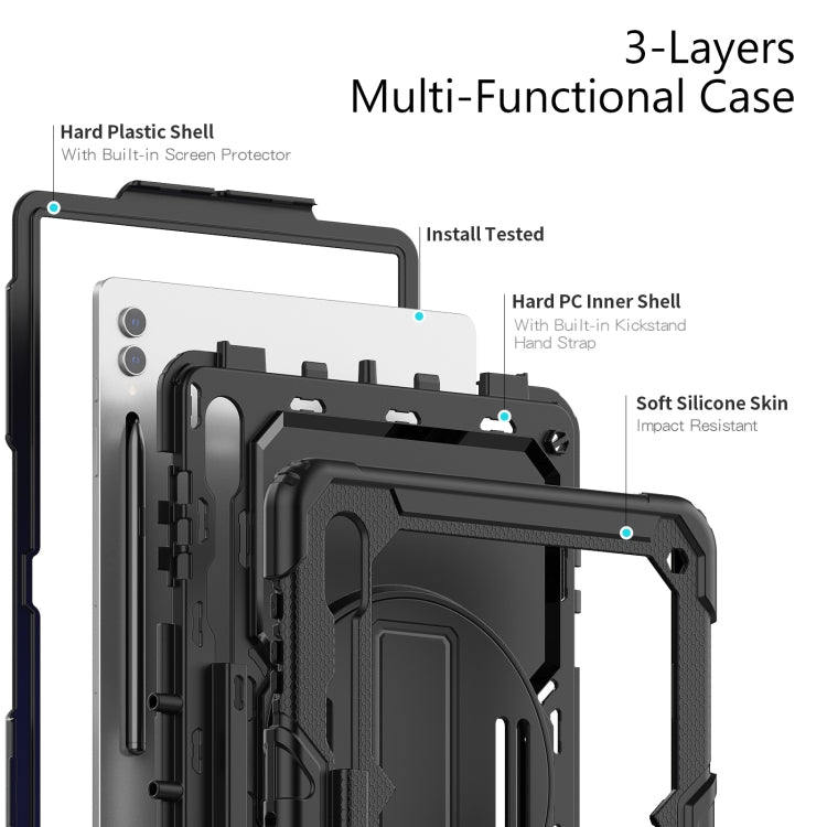 For Samsung Galaxy Tab S9 Ultra / S8 Ultra Silicone + PC Tablet Case(Black) - Galaxy Tab S9 Ultra Cases by buy2fix | Online Shopping UK | buy2fix