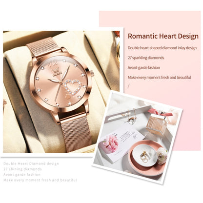 OLEVS 5189 Women Heart Shape Waterproof Quartz Watch(Rose Gold) - Metal Strap Watches by OLEVS | Online Shopping UK | buy2fix