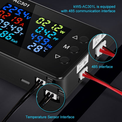 KWS-AC301-20A 50-300V AC Digital Current Voltmeter(Black) - Current & Voltage Tester by buy2fix | Online Shopping UK | buy2fix