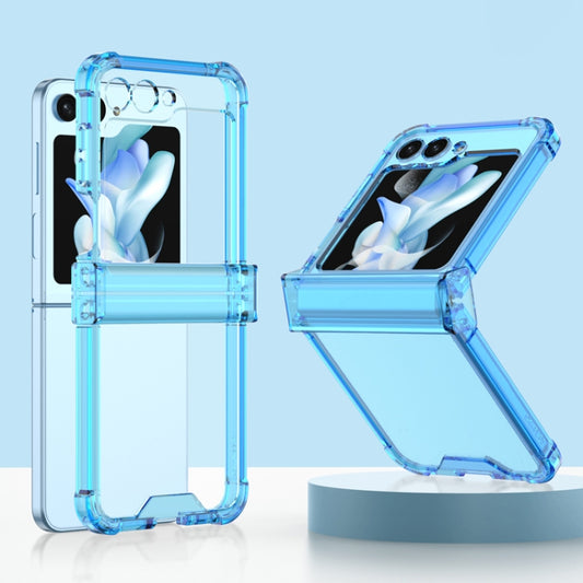 For Samsung Galaxy Z Flip5 GKK Electroplated Airbag Hinge Shockproof Phone Case with Ring Holder(Transparent Blue) - Galaxy Z Flip5 Cases by GKK | Online Shopping UK | buy2fix