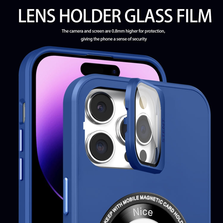 For iPhone 11 Pro Skin Feel Magnifier MagSafe Lens Holder Phone Case(Purple) - iPhone 11 Pro Cases by buy2fix | Online Shopping UK | buy2fix