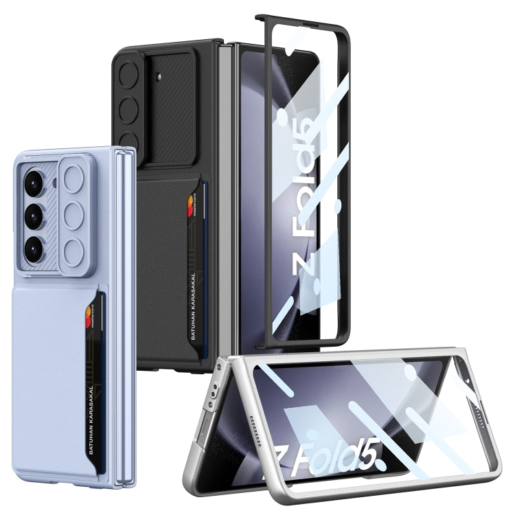 For Samsung Galaxy Z Fold5 GKK Integrated Ultra-thin Sliding Window Folding Phone Case with Card Holder(Carbon Fiber) - Galaxy Z Fold5 Cases by GKK | Online Shopping UK | buy2fix