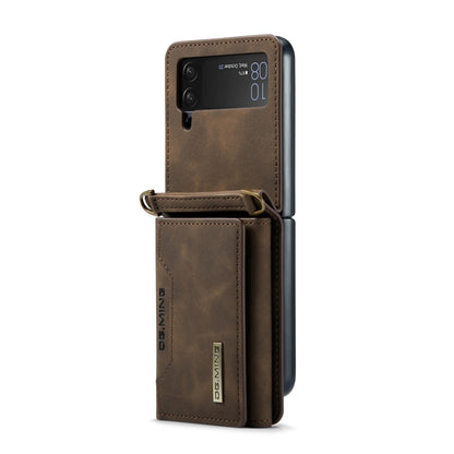 For Samsung Galaxy Z Flip3 5G DG.MING M2 Series Card Bag Magnetic Leather Phone Case(Coffee) - Galaxy Phone Cases by DG.MING | Online Shopping UK | buy2fix